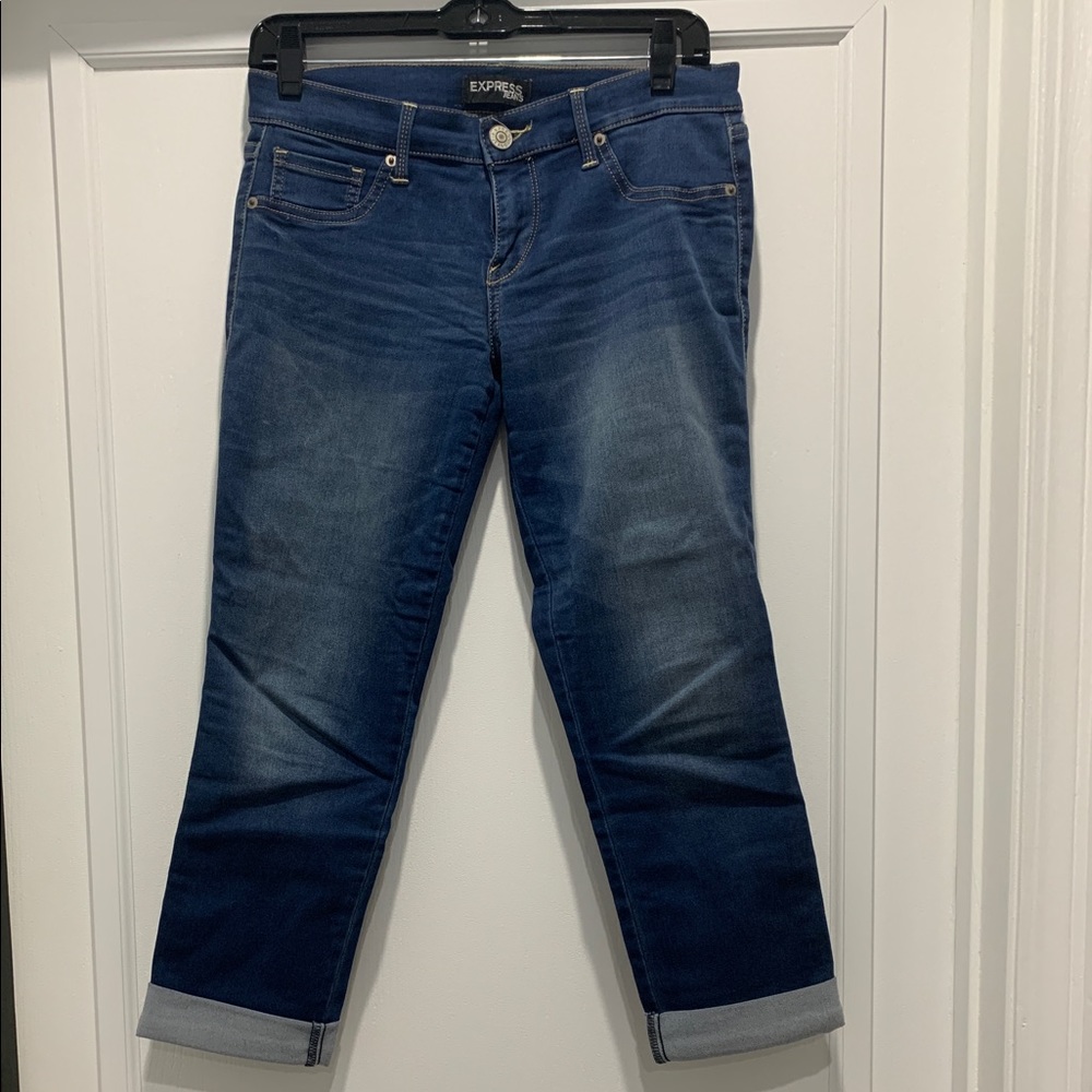 Express cropped jean leggings size 4.